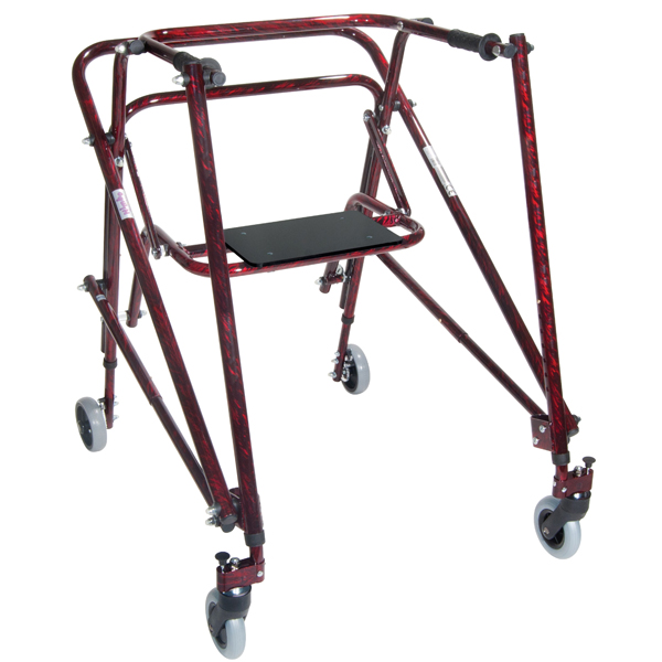Nimbo Rehab Lightweight Posterior Posture Walker with Seat - Flame Red Adult - Click Image to Close